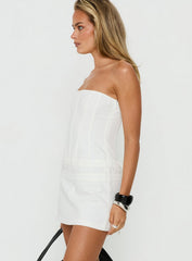 Irenah Strapless Denim Corset Mini Dress White